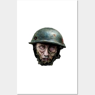 Zombie Nazi Head, WW2 zombie soldier Posters and Art